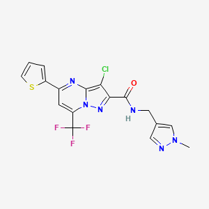 3-chloro-N-[(1-methyl-1H-pyrazol-4-yl)methyl]-5-(thiophen-2-yl)-7-(trifluoromethyl)pyrazolo[1,5-a]pyrimidine-2-carboxamide