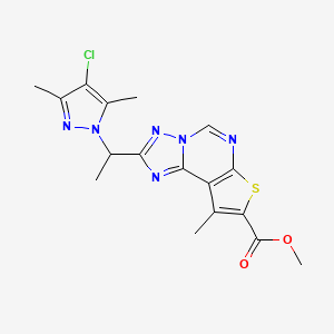 methyl 2-[1-(4-chloro-3,5-dimethyl-1H-pyrazol-1-yl)ethyl]-9-methylthieno[3,2-e][1,2,4]triazolo[1,5-c]pyrimidine-8-carboxylate