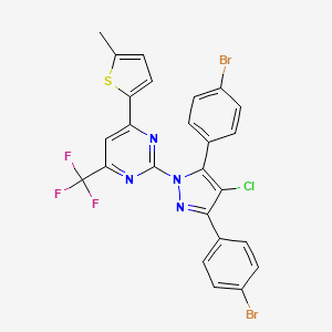 2-[3,5-bis(4-bromophenyl)-4-chloro-1H-pyrazol-1-yl]-4-(5-methylthiophen-2-yl)-6-(trifluoromethyl)pyrimidine