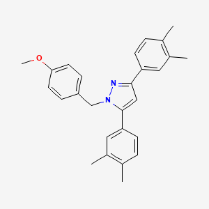 molecular formula C27H28N2O B10937806 3,5-bis(3,4-dimethylphenyl)-1-(4-methoxybenzyl)-1H-pyrazole 