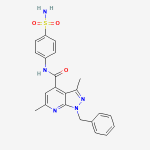 molecular formula C22H21N5O3S B10937822 1-benzyl-3,6-dimethyl-N-(4-sulfamoylphenyl)-1H-pyrazolo[3,4-b]pyridine-4-carboxamide 