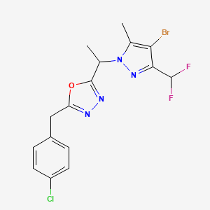 2-{1-[4-bromo-3-(difluoromethyl)-5-methyl-1H-pyrazol-1-yl]ethyl}-5-(4-chlorobenzyl)-1,3,4-oxadiazole