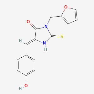 molecular formula C15H12N2O3S B10937844 (5Z)-3-(furan-2-ylmethyl)-5-(4-hydroxybenzylidene)-2-sulfanyl-3,5-dihydro-4H-imidazol-4-one 