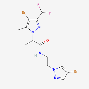 molecular formula C13H15Br2F2N5O B10937846 2-[4-bromo-3-(difluoromethyl)-5-methyl-1H-pyrazol-1-yl]-N-[2-(4-bromo-1H-pyrazol-1-yl)ethyl]propanamide CAS No. 1005640-62-9