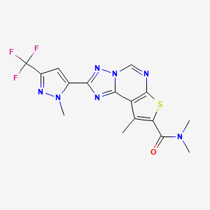 N,N,9-trimethyl-2-[1-methyl-3-(trifluoromethyl)-1H-pyrazol-5-yl]thieno[3,2-e][1,2,4]triazolo[1,5-c]pyrimidine-8-carboxamide