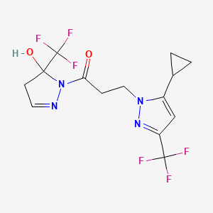 3-[5-cyclopropyl-3-(trifluoromethyl)-1H-pyrazol-1-yl]-1-[5-hydroxy-5-(trifluoromethyl)-4,5-dihydro-1H-pyrazol-1-yl]propan-1-one