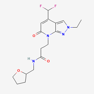 molecular formula C17H22F2N4O3 B10937905 3-[4-(difluoromethyl)-2-ethyl-6-oxo-2,6-dihydro-7H-pyrazolo[3,4-b]pyridin-7-yl]-N-(tetrahydrofuran-2-ylmethyl)propanamide 