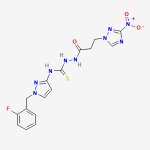 N-[1-(2-fluorobenzyl)-1H-pyrazol-3-yl]-2-[3-(3-nitro-1H-1,2,4-triazol-1-yl)propanoyl]hydrazinecarbothioamide