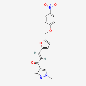 molecular formula C19H17N3O5 B10937941 (2E)-1-(1,3-dimethyl-1H-pyrazol-4-yl)-3-{5-[(4-nitrophenoxy)methyl]furan-2-yl}prop-2-en-1-one 