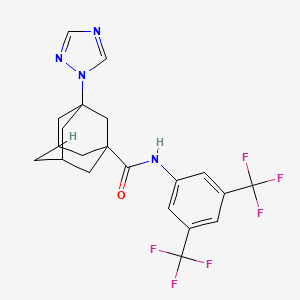 molecular formula C21H20F6N4O B10937956 N-[3,5-Bis(trifluoromethyl)phenyl]-3-(1H-1,2,4-triazol-1-YL)-1-adamantanecarboxamide 