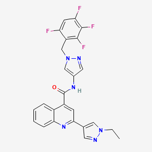 molecular formula C25H18F4N6O B10937958 2-(1-ethyl-1H-pyrazol-4-yl)-N-[1-(2,3,4,6-tetrafluorobenzyl)-1H-pyrazol-4-yl]quinoline-4-carboxamide 