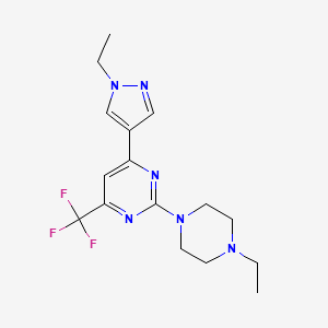 molecular formula C16H21F3N6 B10937977 2-(4-ethylpiperazin-1-yl)-4-(1-ethyl-1H-pyrazol-4-yl)-6-(trifluoromethyl)pyrimidine 