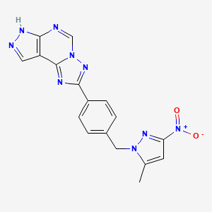 2-{4-[(5-methyl-3-nitro-1H-pyrazol-1-yl)methyl]phenyl}-7H-pyrazolo[4,3-e][1,2,4]triazolo[1,5-c]pyrimidine