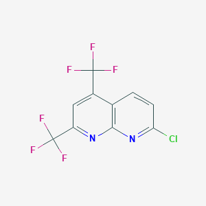 molecular formula C10H3ClF6N2 B010938 7-Chloro-2,4-bis(trifluoromethyl)-1,8-naphthyridine CAS No. 106582-41-6