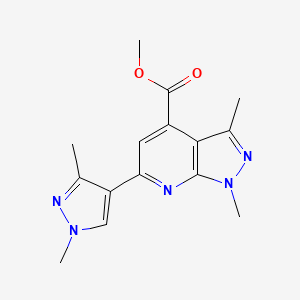 molecular formula C15H17N5O2 B10938011 methyl 6-(1,3-dimethyl-1H-pyrazol-4-yl)-1,3-dimethyl-1H-pyrazolo[3,4-b]pyridine-4-carboxylate 