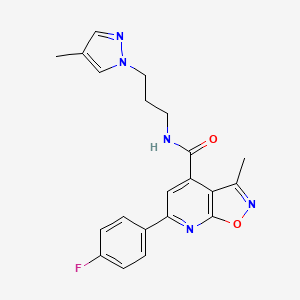 molecular formula C21H20FN5O2 B10938016 6-(4-fluorophenyl)-3-methyl-N-[3-(4-methyl-1H-pyrazol-1-yl)propyl][1,2]oxazolo[5,4-b]pyridine-4-carboxamide 