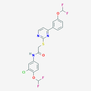 molecular formula C20H14ClF4N3O3S B10938023 N-[3-chloro-4-(difluoromethoxy)phenyl]-2-({4-[3-(difluoromethoxy)phenyl]pyrimidin-2-yl}sulfanyl)acetamide 