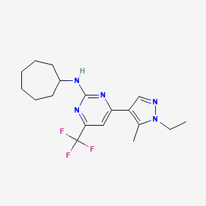 N-cycloheptyl-4-(1-ethyl-5-methyl-1H-pyrazol-4-yl)-6-(trifluoromethyl)pyrimidin-2-amine