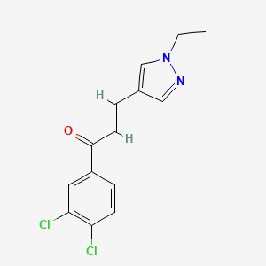 molecular formula C14H12Cl2N2O B10938127 (2E)-1-(3,4-dichlorophenyl)-3-(1-ethyl-1H-pyrazol-4-yl)prop-2-en-1-one 