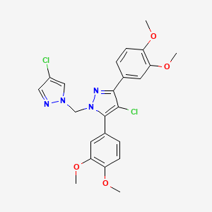 4-chloro-1-[(4-chloro-1H-pyrazol-1-yl)methyl]-3,5-bis(3,4-dimethoxyphenyl)-1H-pyrazole