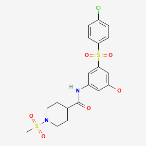 molecular formula C20H23ClN2O6S2 B10938209 N-{3-[(4-chlorophenyl)sulfonyl]-5-methoxyphenyl}-1-(methylsulfonyl)piperidine-4-carboxamide 