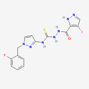 N-[1-(2-fluorobenzyl)-1H-pyrazol-3-yl]-2-[(4-iodo-1H-pyrazol-3-yl)carbonyl]hydrazinecarbothioamide