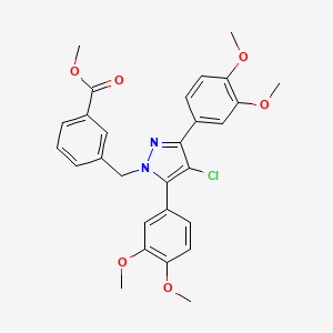 methyl 3-{[4-chloro-3,5-bis(3,4-dimethoxyphenyl)-1H-pyrazol-1-yl]methyl}benzoate