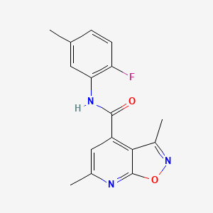 molecular formula C16H14FN3O2 B10938312 N-(2-fluoro-5-methylphenyl)-3,6-dimethyl[1,2]oxazolo[5,4-b]pyridine-4-carboxamide 