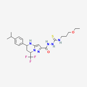 molecular formula C23H31F3N6O2S B10938325 N-(3-ethoxypropyl)-2-({5-[4-(propan-2-yl)phenyl]-7-(trifluoromethyl)-4,5,6,7-tetrahydropyrazolo[1,5-a]pyrimidin-2-yl}carbonyl)hydrazinecarbothioamide 