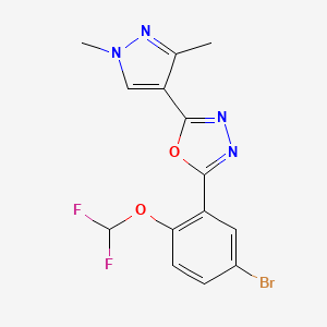 2-[5-bromo-2-(difluoromethoxy)phenyl]-5-(1,3-dimethyl-1H-pyrazol-4-yl)-1,3,4-oxadiazole