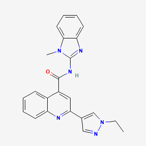 molecular formula C23H20N6O B10938339 2-(1-ethyl-1H-pyrazol-4-yl)-N-(1-methyl-1H-benzimidazol-2-yl)quinoline-4-carboxamide 