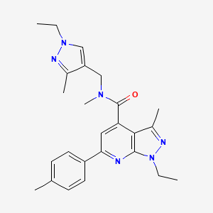 1-ethyl-N-[(1-ethyl-3-methyl-1H-pyrazol-4-yl)methyl]-N,3-dimethyl-6-(4-methylphenyl)-1H-pyrazolo[3,4-b]pyridine-4-carboxamide