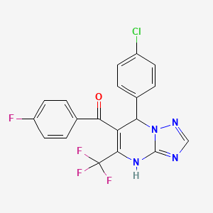 molecular formula C19H11ClF4N4O B10938386 [7-(4-Chlorophenyl)-5-(trifluoromethyl)-4,7-dihydro[1,2,4]triazolo[1,5-a]pyrimidin-6-yl](4-fluorophenyl)methanone 