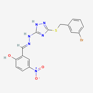 2-[(E)-(2-{5-[(3-bromobenzyl)sulfanyl]-4H-1,2,4-triazol-3-yl}hydrazinylidene)methyl]-4-nitrophenol