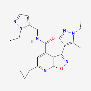 molecular formula C22H25N7O2 B10938456 6-cyclopropyl-3-(1-ethyl-5-methyl-1H-pyrazol-4-yl)-N-[(1-ethyl-1H-pyrazol-5-yl)methyl][1,2]oxazolo[5,4-b]pyridine-4-carboxamide 