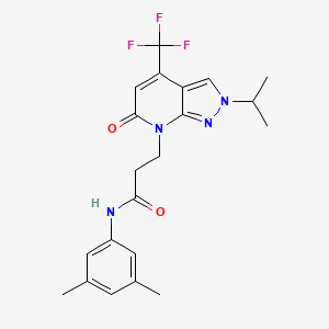 N-(3,5-dimethylphenyl)-3-[6-oxo-2-(propan-2-yl)-4-(trifluoromethyl)-2,6-dihydro-7H-pyrazolo[3,4-b]pyridin-7-yl]propanamide