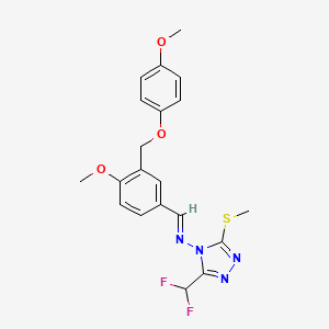 3-(difluoromethyl)-N-[(E)-{4-methoxy-3-[(4-methoxyphenoxy)methyl]phenyl}methylidene]-5-(methylsulfanyl)-4H-1,2,4-triazol-4-amine