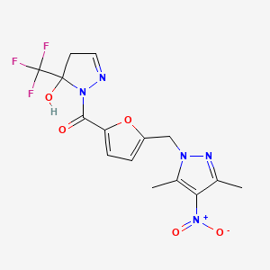 {5-[(3,5-dimethyl-4-nitro-1H-pyrazol-1-yl)methyl]furan-2-yl}[5-hydroxy-5-(trifluoromethyl)-4,5-dihydro-1H-pyrazol-1-yl]methanone