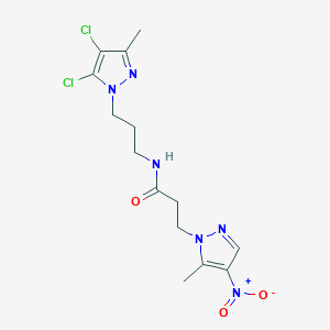 N-[3-(4,5-dichloro-3-methyl-1H-pyrazol-1-yl)propyl]-3-(5-methyl-4-nitro-1H-pyrazol-1-yl)propanamide