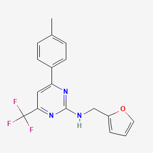 molecular formula C17H14F3N3O B10938623 N-(furan-2-ylmethyl)-4-(4-methylphenyl)-6-(trifluoromethyl)pyrimidin-2-amine 