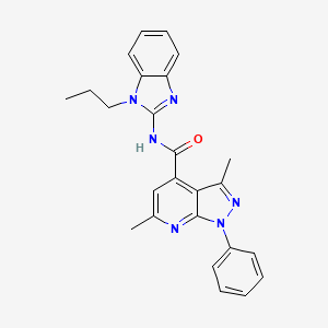 3,6-dimethyl-1-phenyl-N-(1-propyl-1H-benzimidazol-2-yl)-1H-pyrazolo[3,4-b]pyridine-4-carboxamide