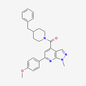 molecular formula C27H28N4O2 B10938656 (4-benzylpiperidin-1-yl)[6-(4-methoxyphenyl)-1-methyl-1H-pyrazolo[3,4-b]pyridin-4-yl]methanone 