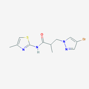 molecular formula C11H13BrN4OS B10938710 3-(4-bromo-1H-pyrazol-1-yl)-2-methyl-N-(4-methyl-1,3-thiazol-2-yl)propanamide 