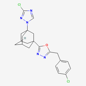 molecular formula C21H21Cl2N5O B10938746 2-(4-Chlorobenzyl)-5-[3-(3-chloro-1H-1,2,4-triazol-1-YL)-1-adamantyl]-1,3,4-oxadiazole 