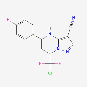 molecular formula C14H10ClF3N4 B10938795 7-[Chloro(difluoro)methyl]-5-(4-fluorophenyl)-4,5,6,7-tetrahydropyrazolo[1,5-a]pyrimidine-3-carbonitrile 