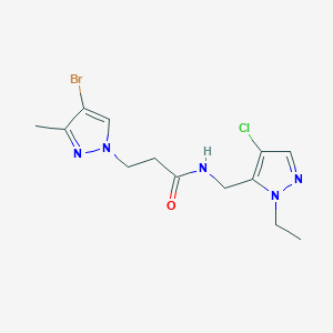 molecular formula C13H17BrClN5O B10938814 3-(4-bromo-3-methyl-1H-pyrazol-1-yl)-N-[(4-chloro-1-ethyl-1H-pyrazol-5-yl)methyl]propanamide CAS No. 1005563-60-9