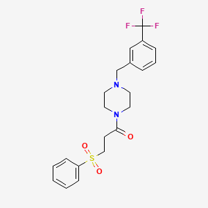 3-(Phenylsulfonyl)-1-{4-[3-(trifluoromethyl)benzyl]piperazin-1-yl}propan-1-one