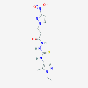 N-(1-ethyl-5-methyl-1H-pyrazol-4-yl)-2-[3-(3-nitro-1H-pyrazol-1-yl)propanoyl]hydrazinecarbothioamide