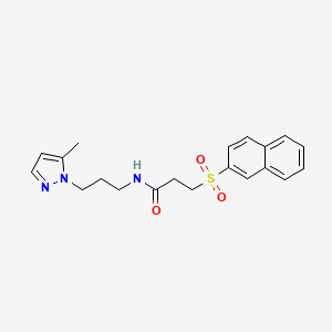 molecular formula C20H23N3O3S B10938854 N-[3-(5-methyl-1H-pyrazol-1-yl)propyl]-3-(naphthalen-2-ylsulfonyl)propanamide 