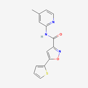 molecular formula C14H11N3O2S B10938864 N-(4-methylpyridin-2-yl)-5-(thiophen-2-yl)-1,2-oxazole-3-carboxamide 